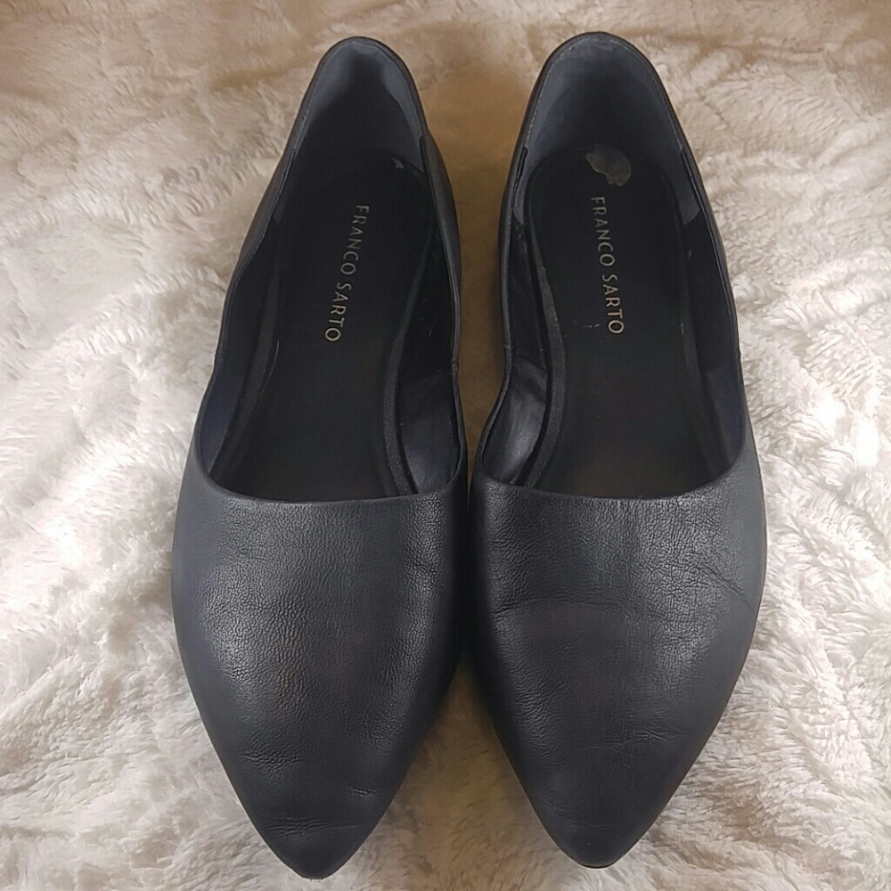 Classic Black Leather Flats-Pointed Toe